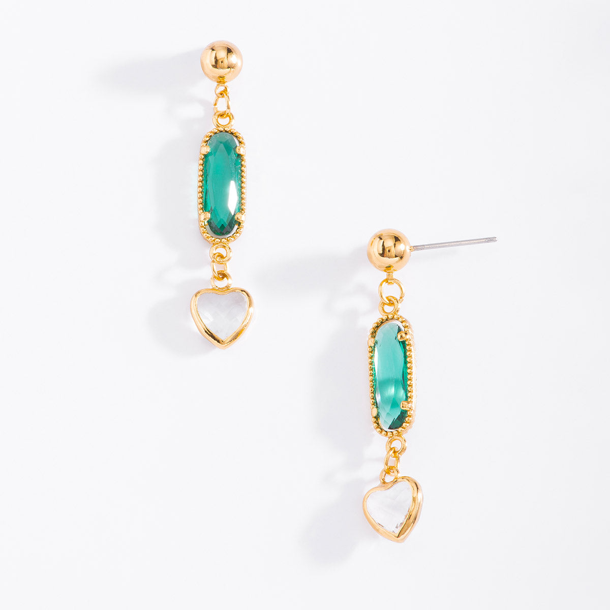 Aretes esmeralda corazón