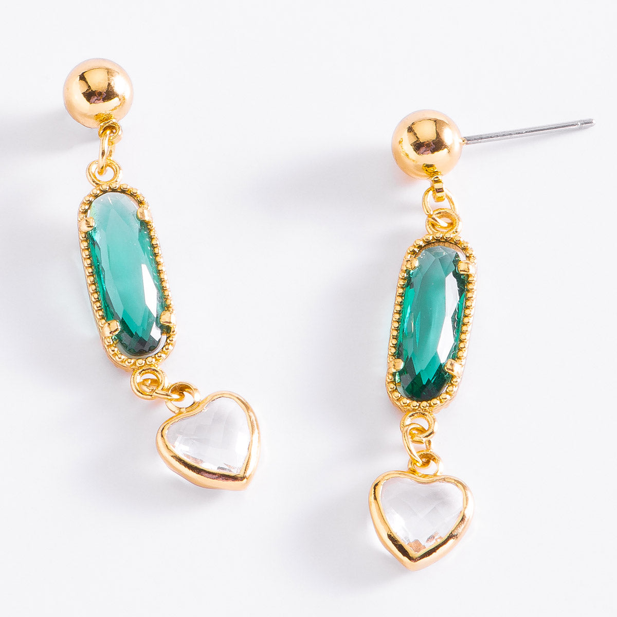 Aretes esmeralda corazón