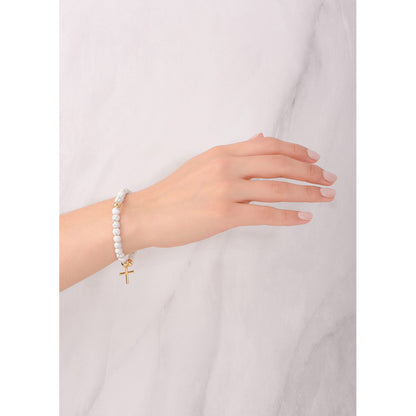 Pulsera con cruz color blanca