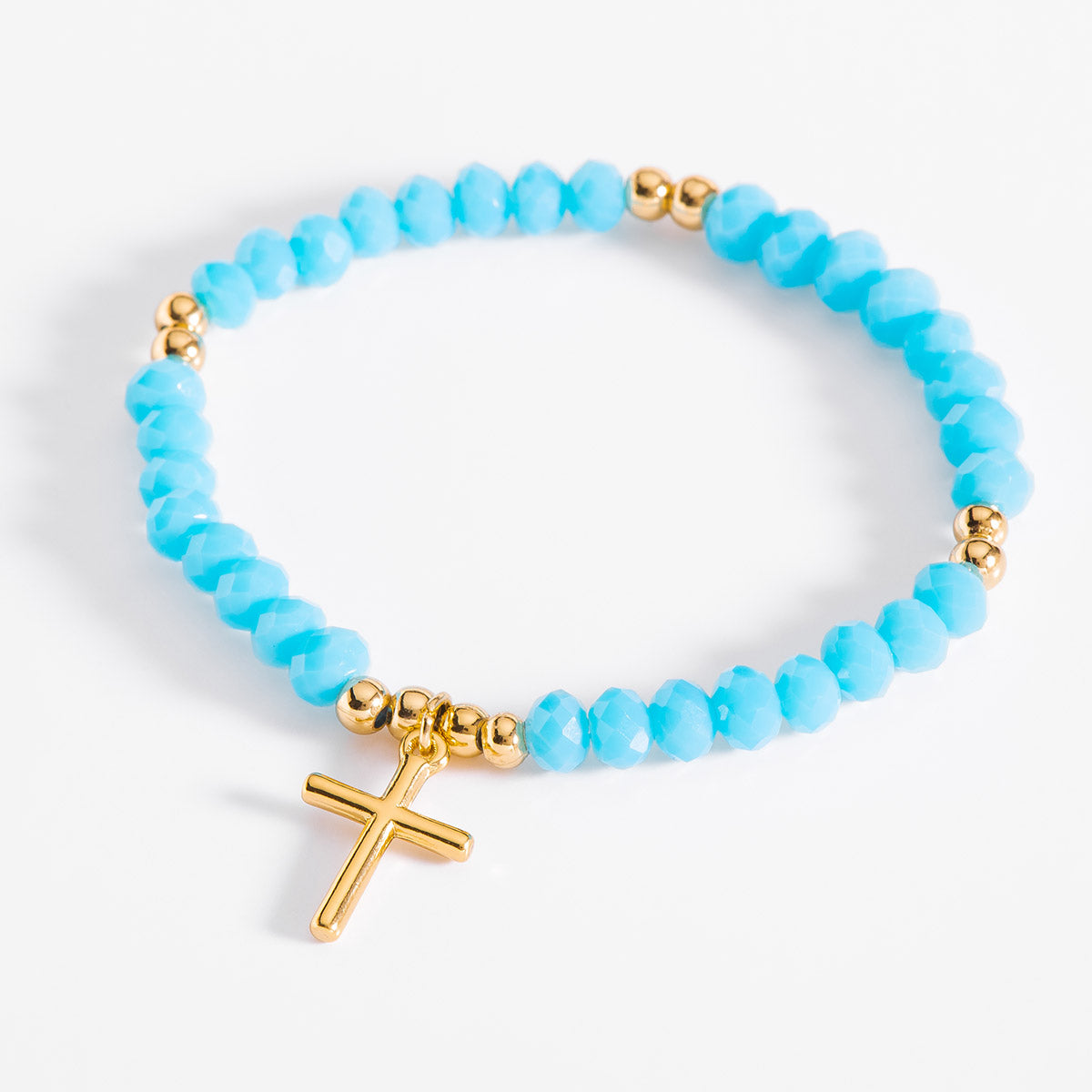 Pulsera elástica baño de oro azul claro