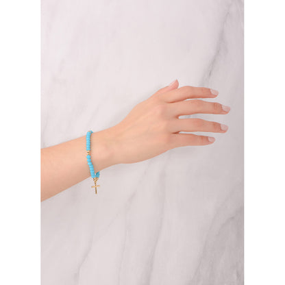 Pulsera elástica baño de oro azul claro