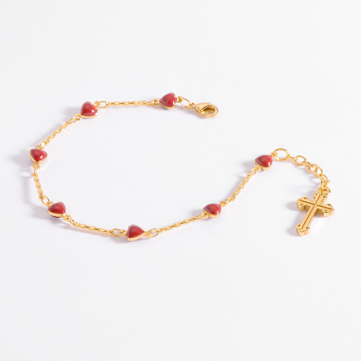 pulsera en baño de oro tono rojo vibrante