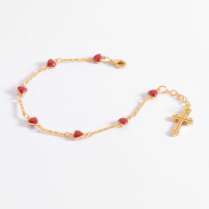 pulsera en baño de oro tono rojo vibrante