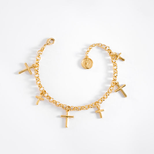 Pulsera en baño de oro serie de dijes