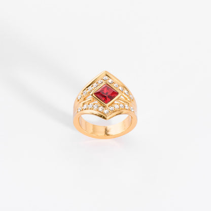 Anillo rojo con cristales