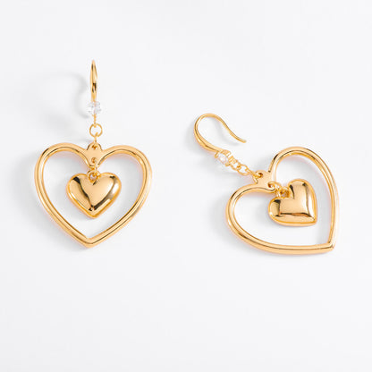 Aretes doble corazón