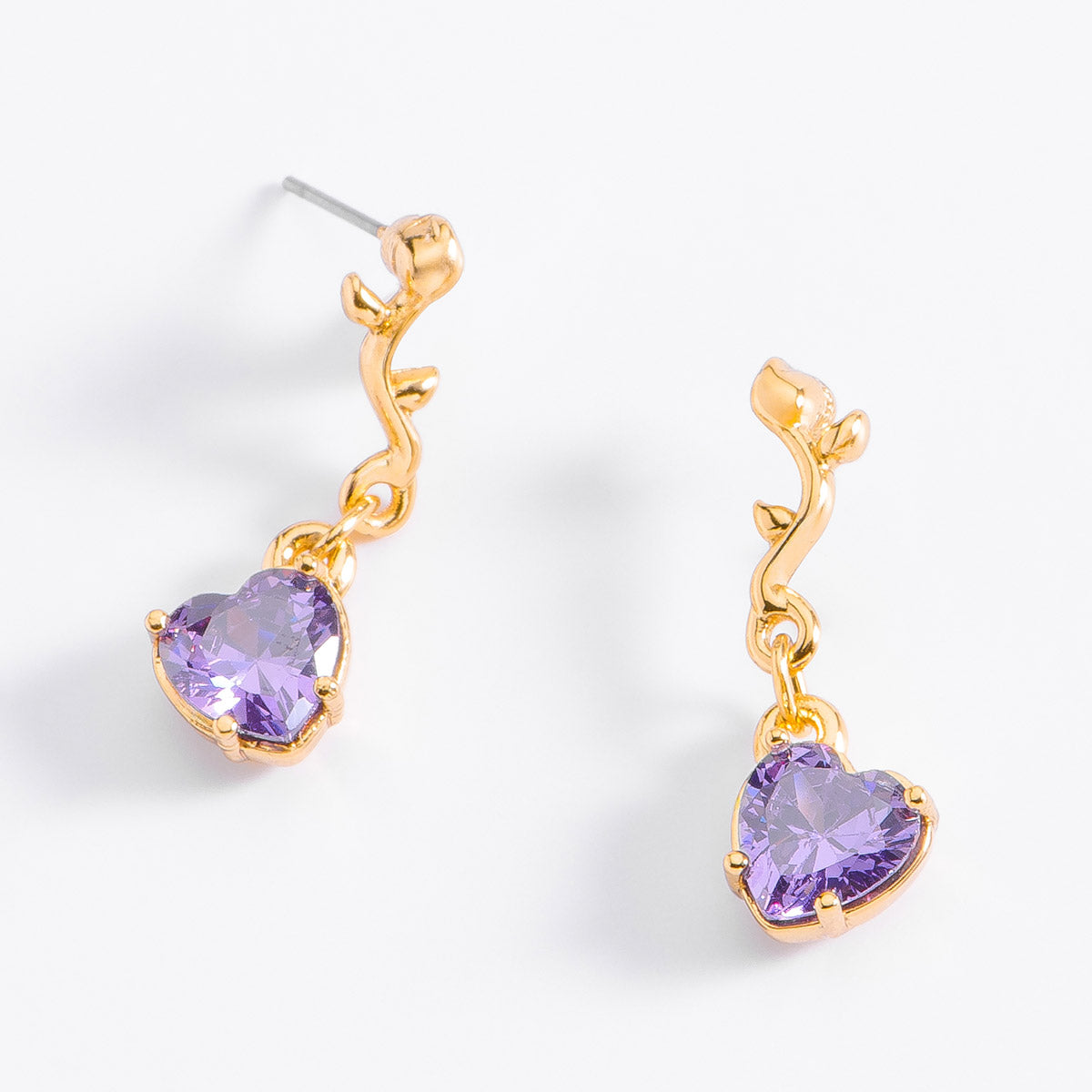 Aretes flor corazón morado