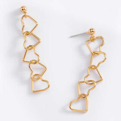 Aretes corazones entrelazados