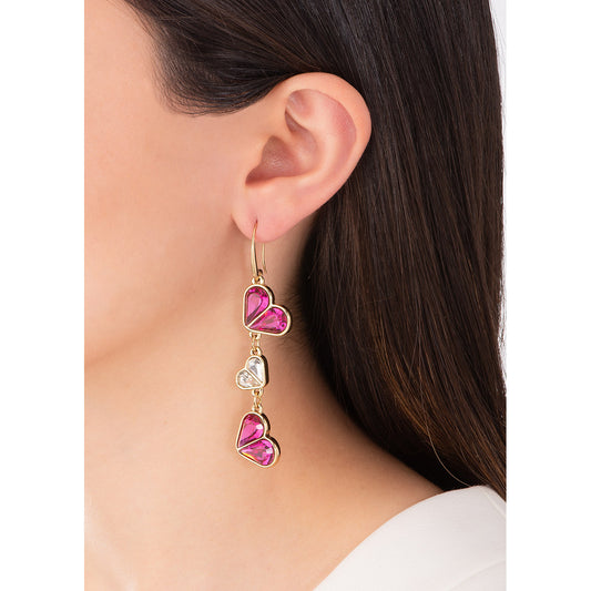 Aretes corazones fucsias