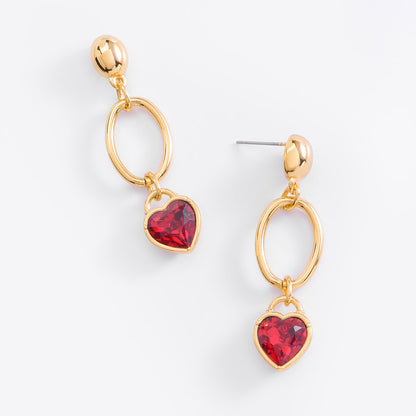 Aretes corazón rojo