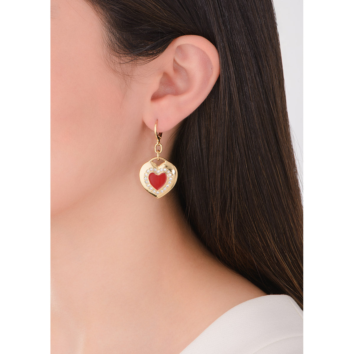 Aretes corazón rojo cristales