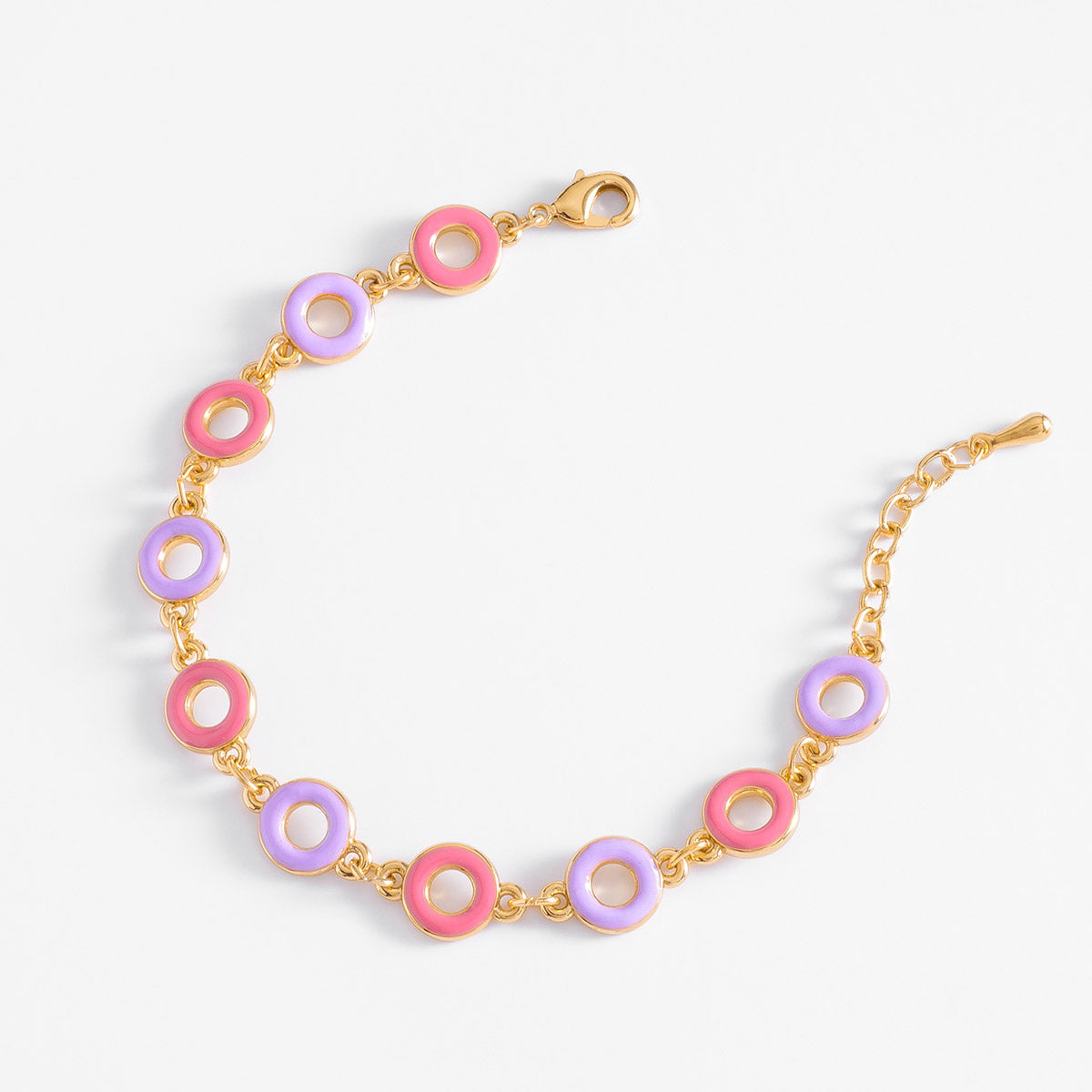 Pulsera aros lila y rosa