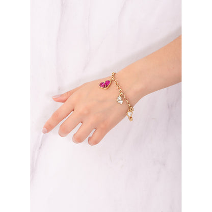 Pulsera dijes corazones fucsias